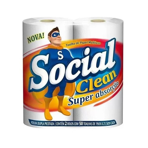 Papel-Toalha-SOCIAL-CLEAN-2-Rolos-com-50-Folhas